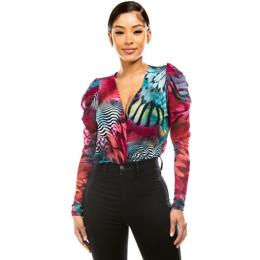 Kendari Bodysuit - Magenta & Teal.