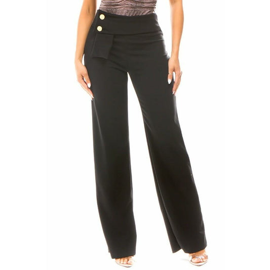 Asymetric Wrap Waist Pants - Black.