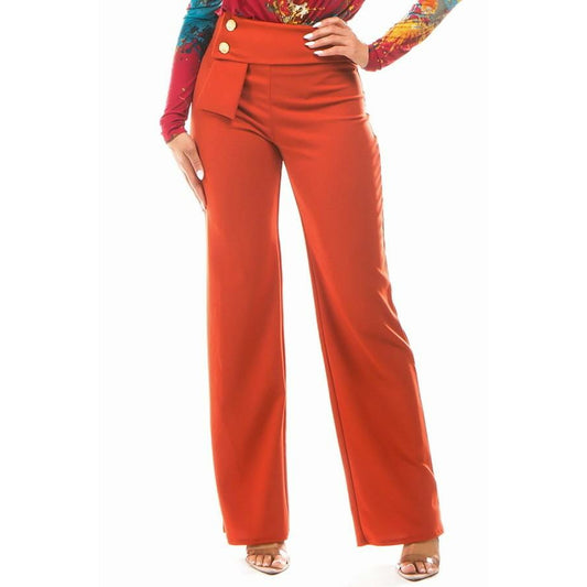 Asymetric Wrap Waist Pants - Rust.